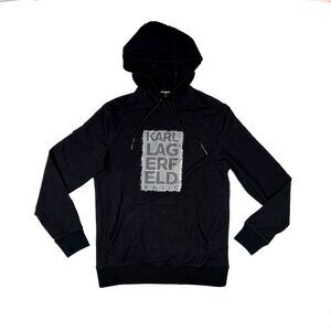 Karl Lagerfeld Paris Logo Bling Black Hoodie Sweatshirt Size S - NWOT